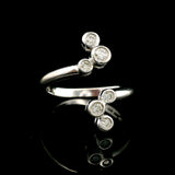 14k White Gold and Bezel Set Diamonds Open Bypass Ring Size 6