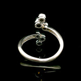 14k White Gold and Bezel Set Diamonds Open Bypass Ring Size 6