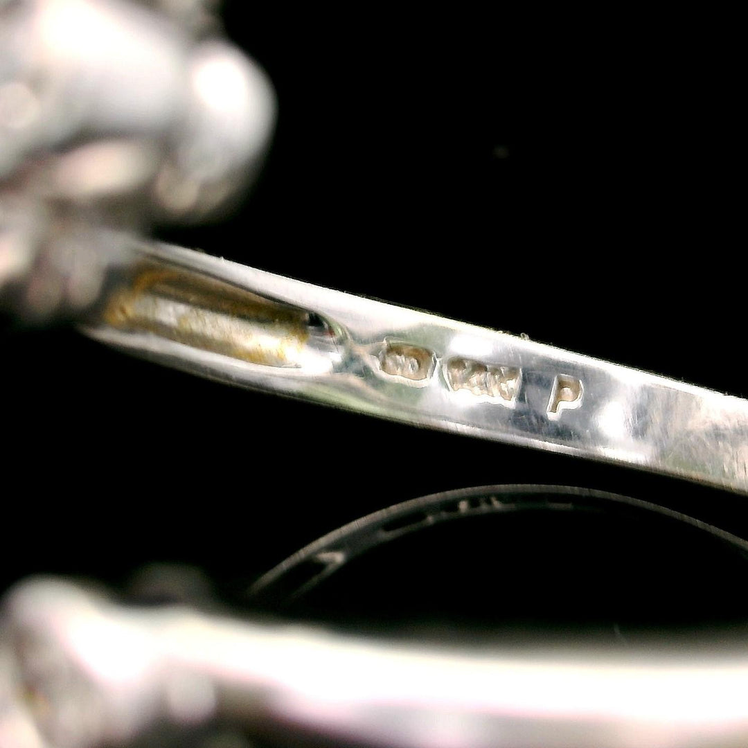 14k White Gold and Bezel Set Diamonds Open Bypass Ring Size 6