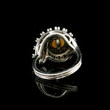 14k White Gold Pearl Blue Sapphire and Diamond Swirl Ring Size 5.5