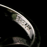 14k White Gold Pearl Blue Sapphire and Diamond Swirl Ring Size 5.5