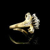 14k Yellow Gold and 1cttw Diamond Vintage Cluster Bypass Ring Size 9