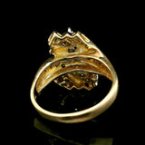 14k Yellow Gold and 1cttw Diamond Vintage Cluster Bypass Ring Size 9