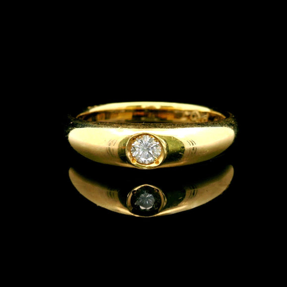 18k Yellow Gold and Bezel Set Diamond 8.5g Solid Band Ring Size 9