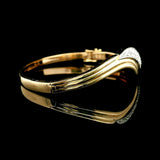 14k Yellow Gold and 1.85cttw Diamond Curved Bangle Bracelet 6.75"