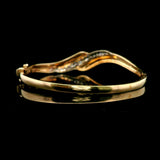 14k Yellow Gold and 1.85cttw Diamond Curved Bangle Bracelet 6.75"