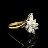 14k Yellow Gold and 0.90cttw Diamond Floral Cluster Ring Size 5.5