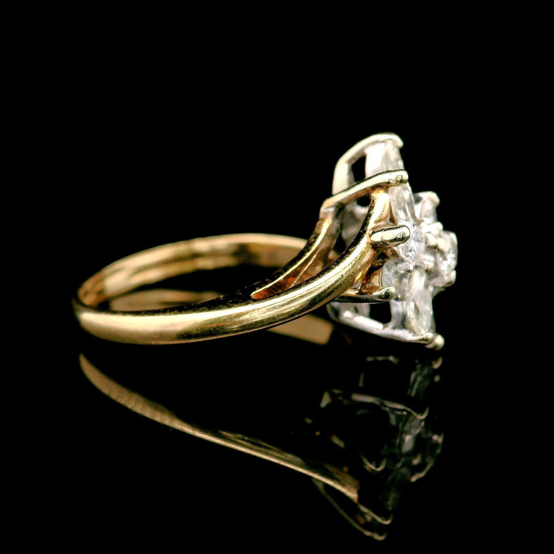 14k Yellow Gold and 0.90cttw Diamond Floral Cluster Ring Size 5.5