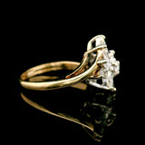 14k Yellow Gold and 0.90cttw Diamond Floral Cluster Ring Size 5.5