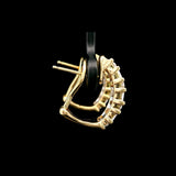 14k Yellow Gold and 1cttw Round and Baguette Diamond Huggie Earrings