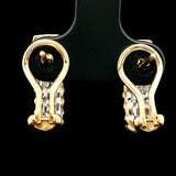 14k Yellow Gold and 1cttw Round and Baguette Diamond Huggie Earrings
