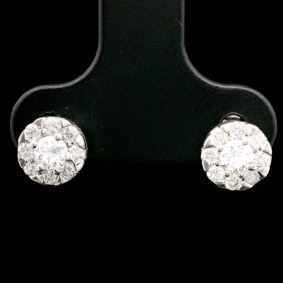 14k White Gold and 0.45cttw Diamond Cluster Stud Earrings