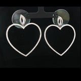 18k White Gold and 2cttw Diamond Large Heart Drop Dangle Earrings 2.25"
