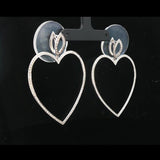 18k White Gold and 2cttw Diamond Large Heart Drop Dangle Earrings 2.25"