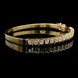 14k Yellow Gold and 1.85cttw Diamond Vintage Bangle Bracelet 6.5"