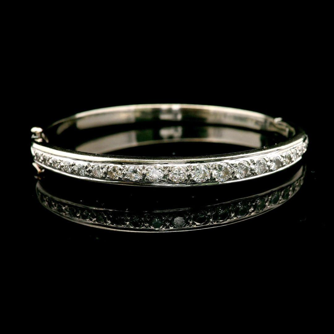 14k White Gold and 1cttw Diamond 25g Heavy Bangle Bracelet 6.5"