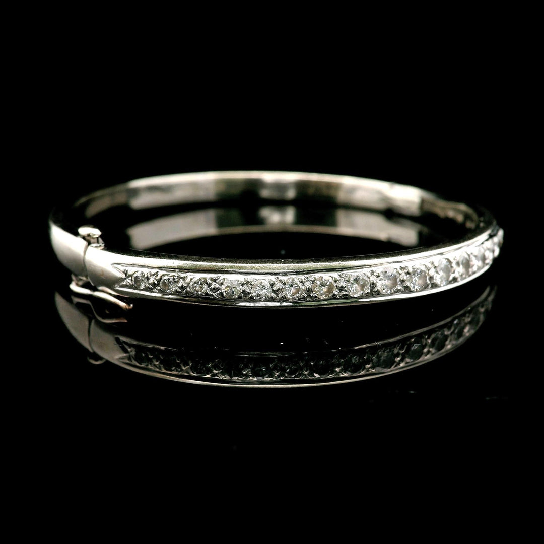 14k White Gold and 1cttw Diamond 25g Heavy Bangle Bracelet 6.5"