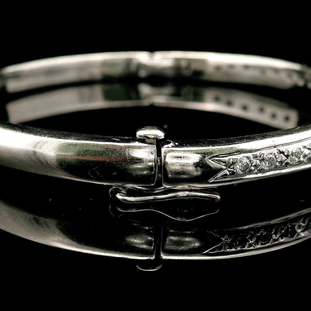 14k White Gold and 1cttw Diamond 25g Heavy Bangle Bracelet 6.5"