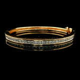 14k Yellow Gold and 1cttw Diamond Vintage Heavy Bangle Bracelet 6.25"