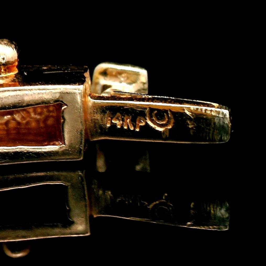 14k Yellow Gold and 1cttw Diamond Vintage Heavy Bangle Bracelet 6.25"