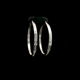14k White Gold and 1cttw Baguette Diamond Solid Hoop Earrings 1.75"