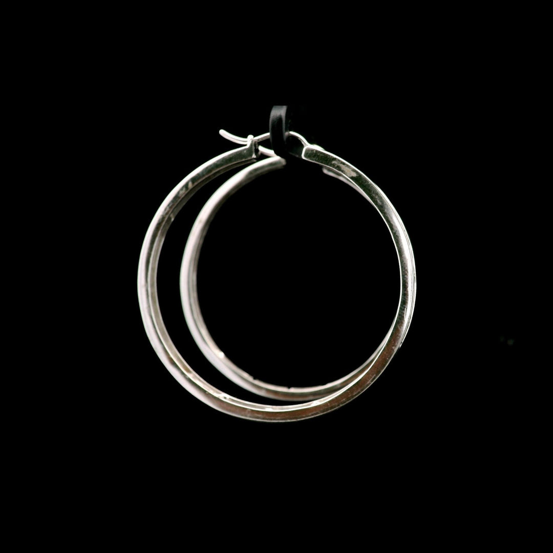 14k White Gold and 1cttw Baguette Diamond Solid Hoop Earrings 1.75"