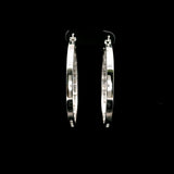 14k White Gold and 1cttw Baguette Diamond Solid Hoop Earrings 1.75"