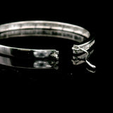 14k White Gold and 1cttw Baguette Diamond Solid Hoop Earrings 1.75"