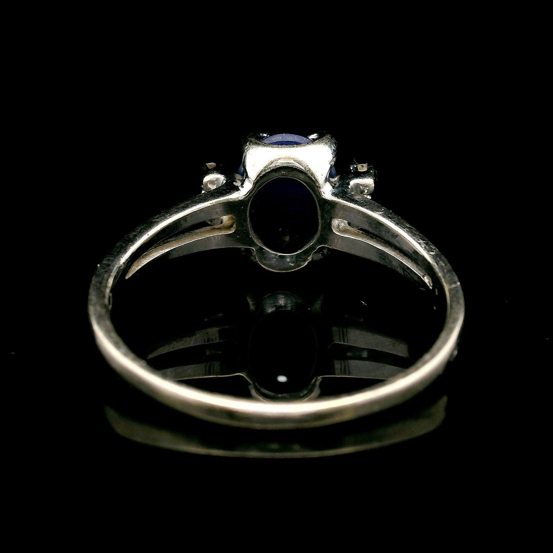 14k White Gold Blue Star Sapphire and Diamond Ring Size 9