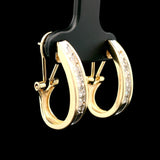 14k Yellow Gold and 0.25cttw Diamond Hoop Huggie Earrings