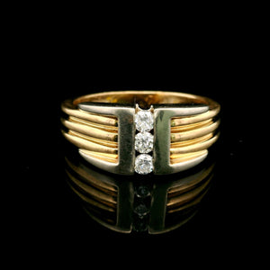 14k Yellow and White Gold Diamond 12g Heavy Men's Ring Size 12