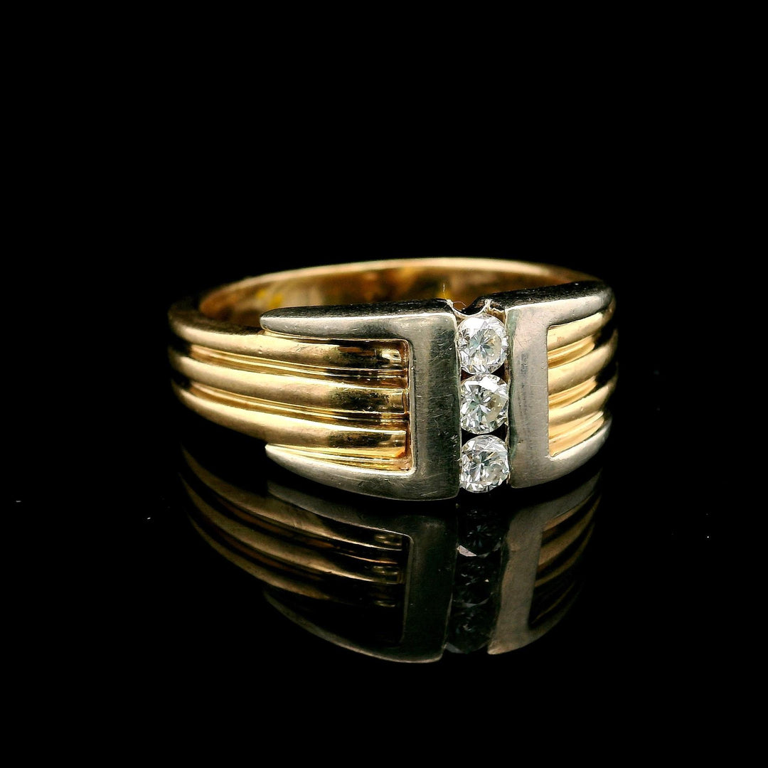 14k Yellow and White Gold Diamond 12g Heavy Men's Ring Size 12