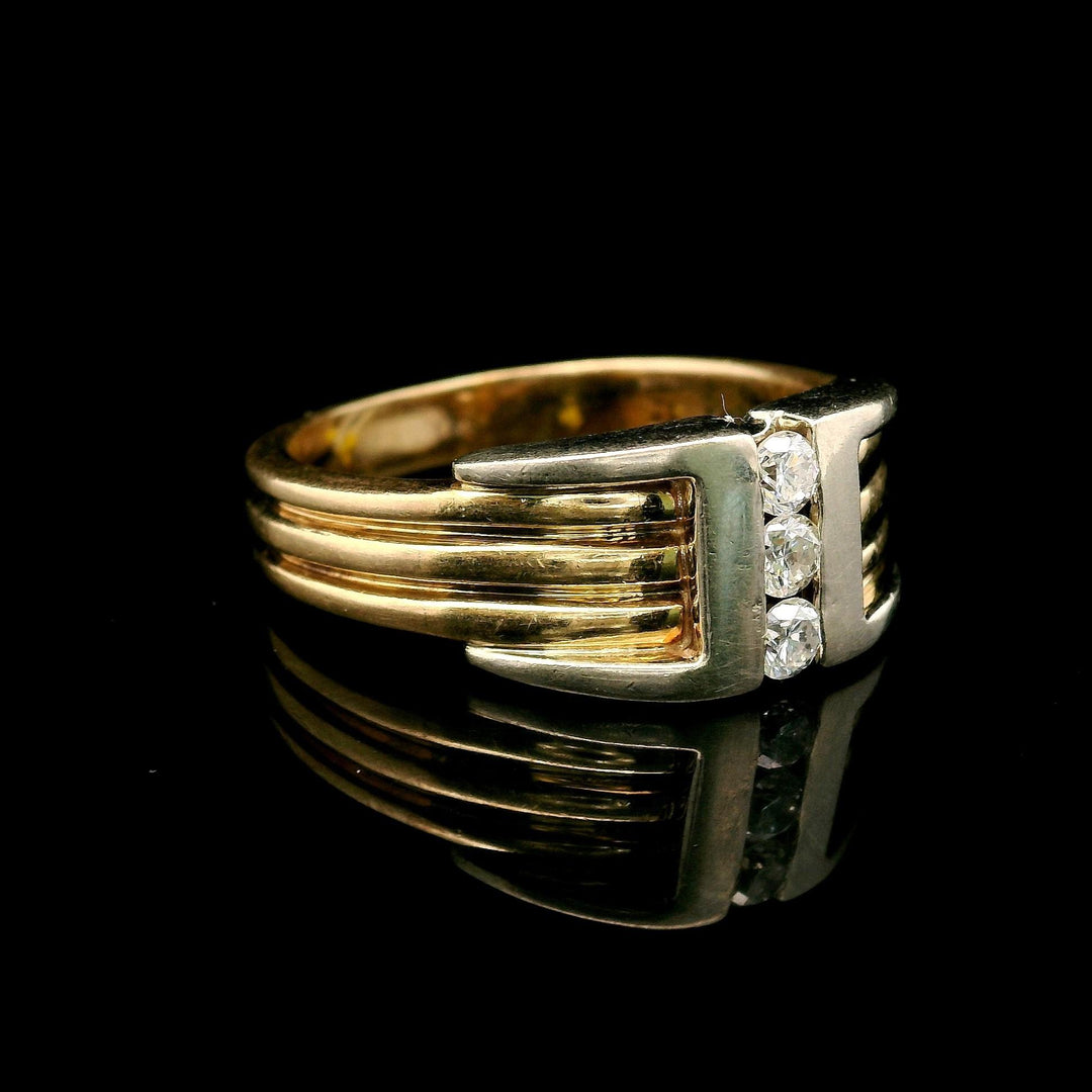 14k Yellow and White Gold Diamond 12g Heavy Men's Ring Size 12