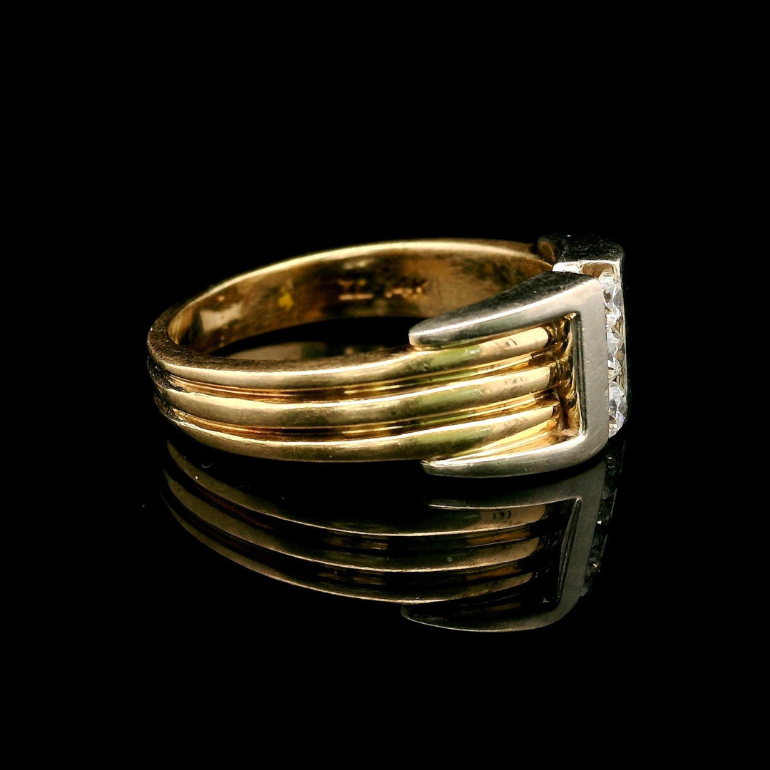 14k Yellow and White Gold Diamond 12g Heavy Men's Ring Size 12