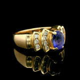 14k Yellow Gold Tanzanite and Diamond Ladies Ring Size 7