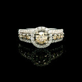 LeVian 14k White Gold Chocolate and White Diamond Halo Ring Size 7
