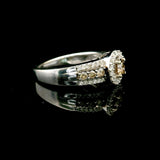LeVian 14k White Gold Chocolate and White Diamond Halo Ring Size 7