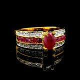 14k Yellow Gold Ruby and Diamond Ladies Ring Size 7