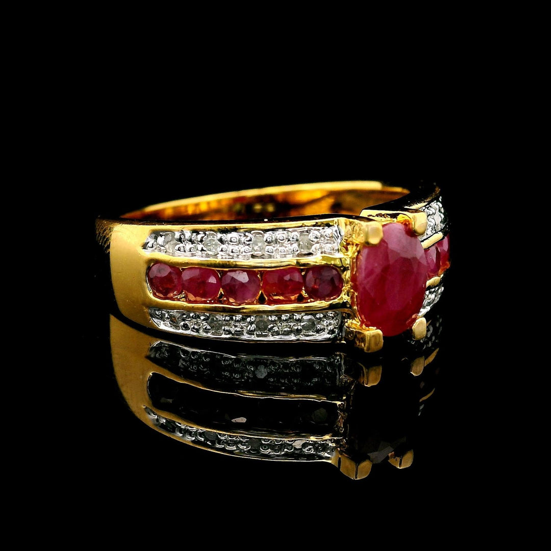 14k Yellow Gold Ruby and Diamond Ladies Ring Size 7