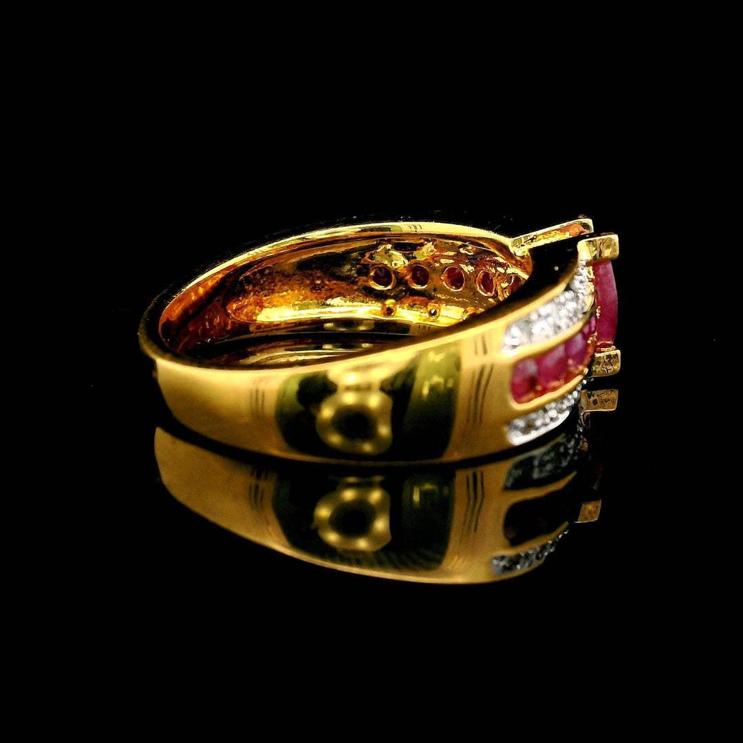 14k Yellow Gold Ruby and Diamond Ladies Ring Size 7
