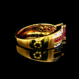 14k Yellow Gold Ruby and Diamond Ladies Ring Size 7