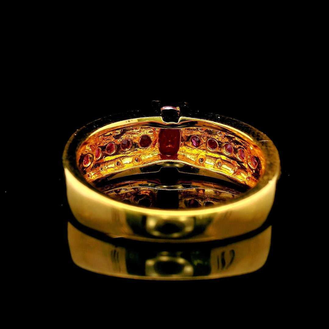 14k Yellow Gold Ruby and Diamond Ladies Ring Size 7