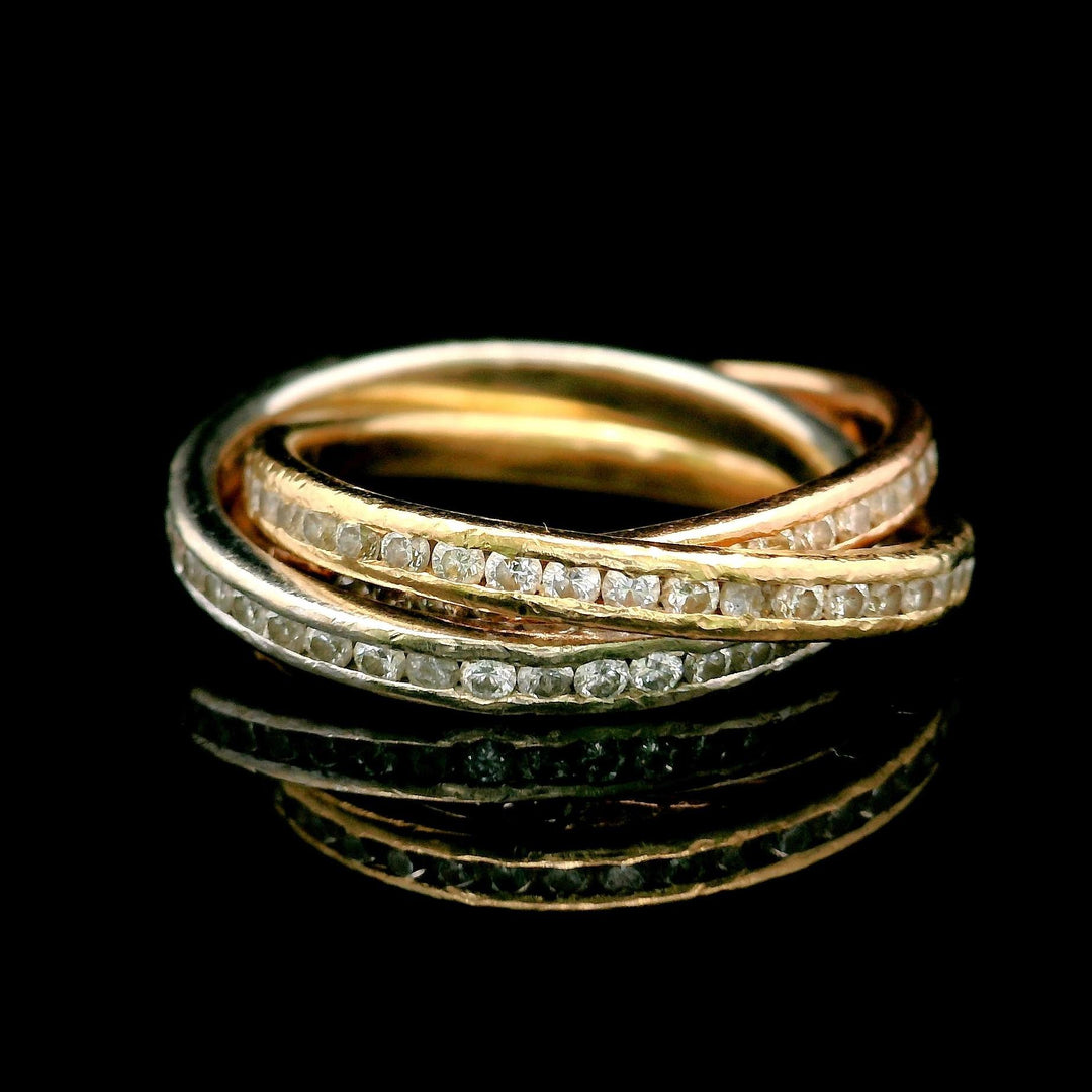 14k Yellow White and Rose Gold 2cttw Diamond Rolling Band Ring Size 4