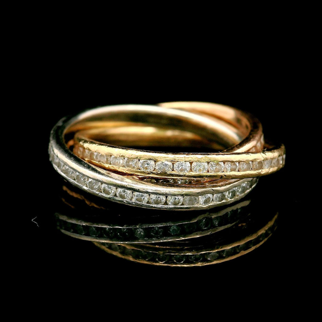 14k Yellow White and Rose Gold 2cttw Diamond Rolling Band Ring Size 4