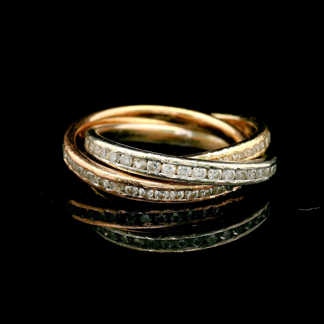 14k Yellow White and Rose Gold 2cttw Diamond Rolling Band Ring Size 4