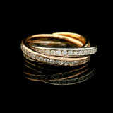 14k Yellow White and Rose Gold 2cttw Diamond Rolling Band Ring Size 4