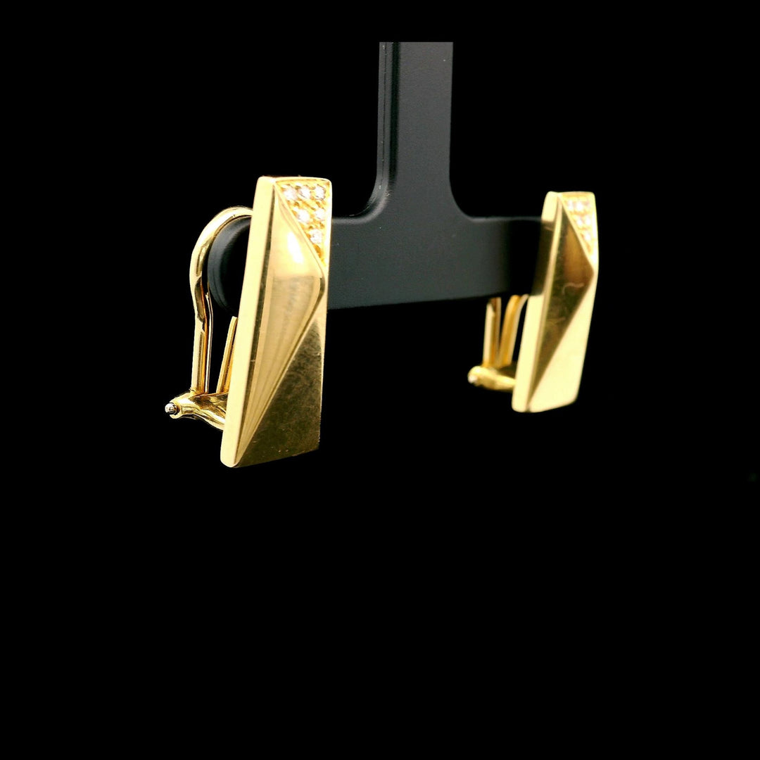 Versace La Bague 18k Yellow Gold and 0.12cttw Diamond Earrings