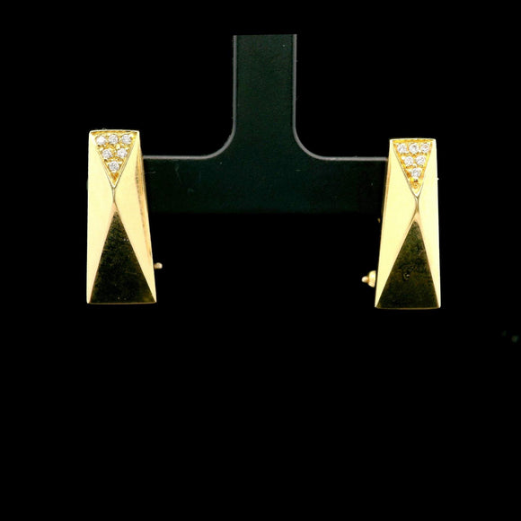 Versace La Bague 18k Yellow Gold and 0.12cttw Diamond Earrings