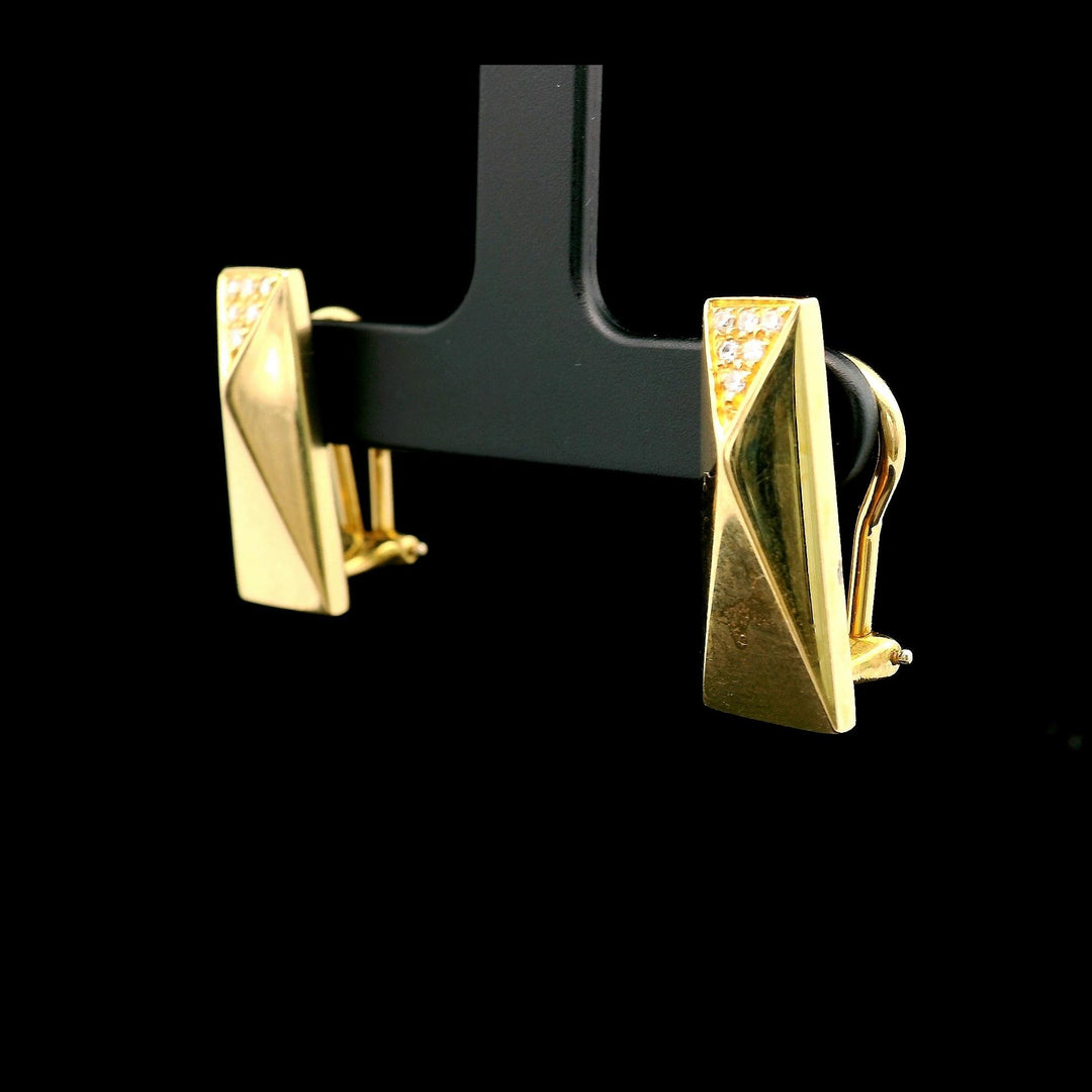 Versace La Bague 18k Yellow Gold and 0.12cttw Diamond Earrings