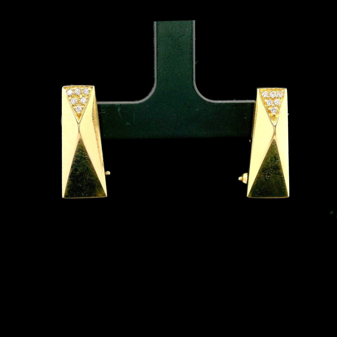 Versace La Bague 18k Yellow Gold and 0.12cttw Diamond Earrings